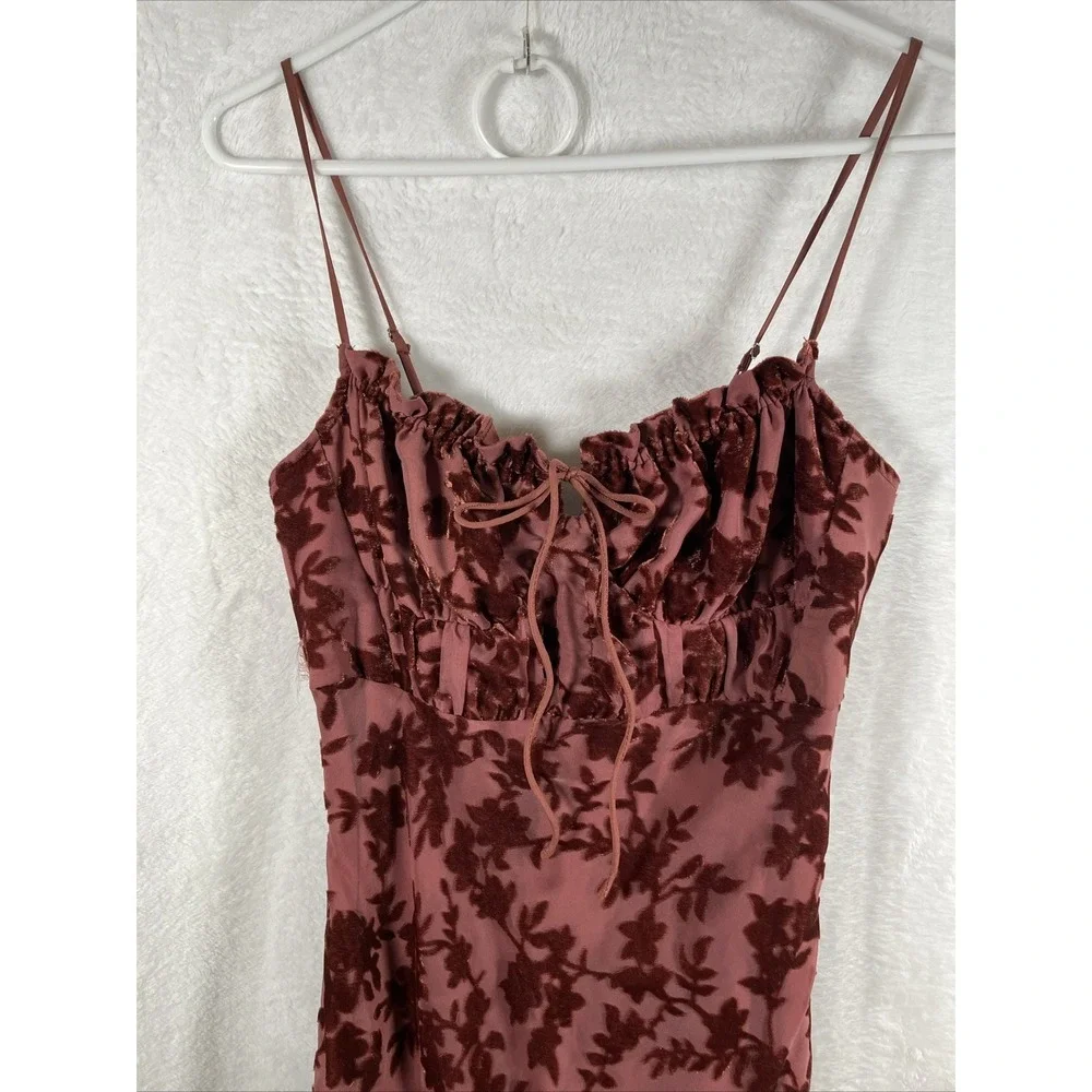 Rare London Velvet Burnout Maxi Dress Tie Front Bodycon Evening Gown 4 New - Picture 5 of 16